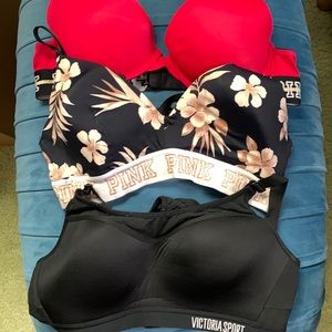 3 bras victoria secret and pink brand